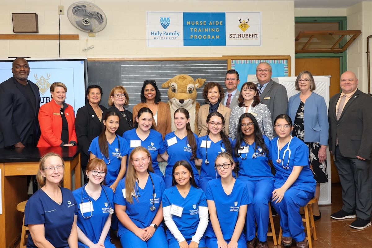 St. Hubert students with leaders from Holy Family and St. Hubert