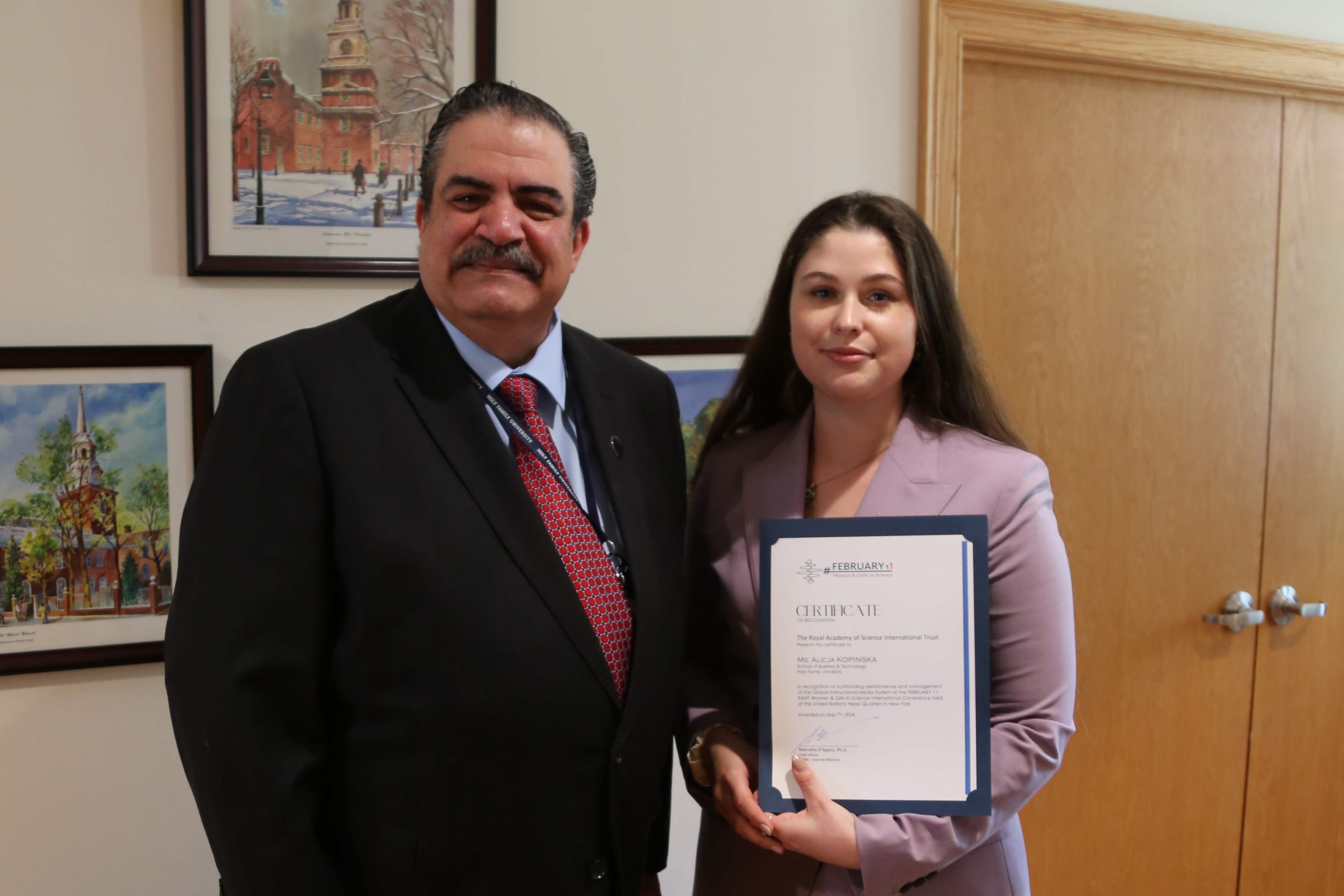 HFU student with IGI's Executive Director at the United Nations