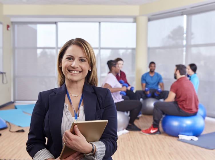 Students on exercise balls