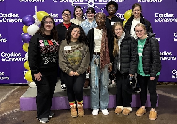 Members of the Honors Program during a service visit to Cradles to Crayons