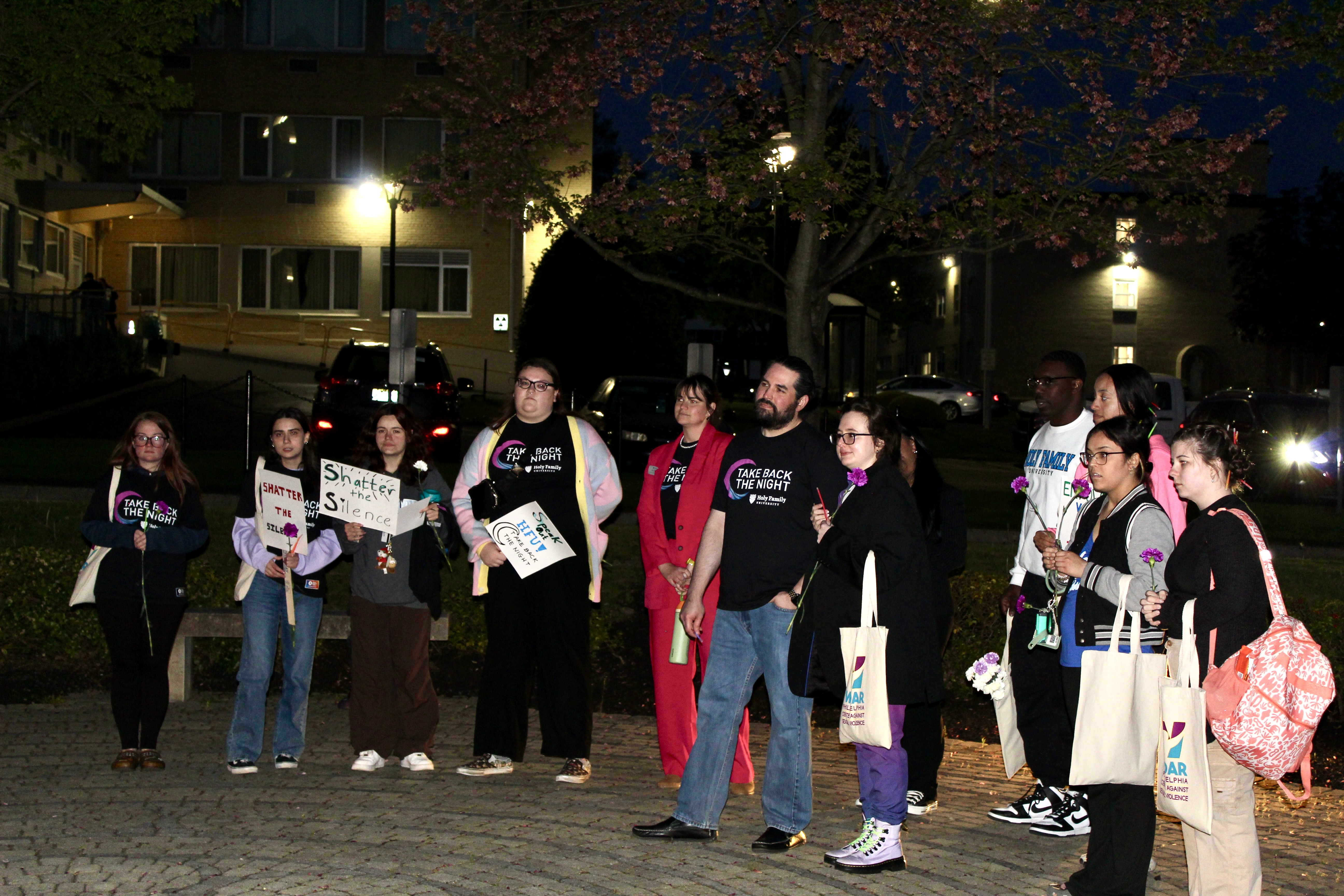Members of campus community at Holy Family University’s 'Take Back the Night' event
