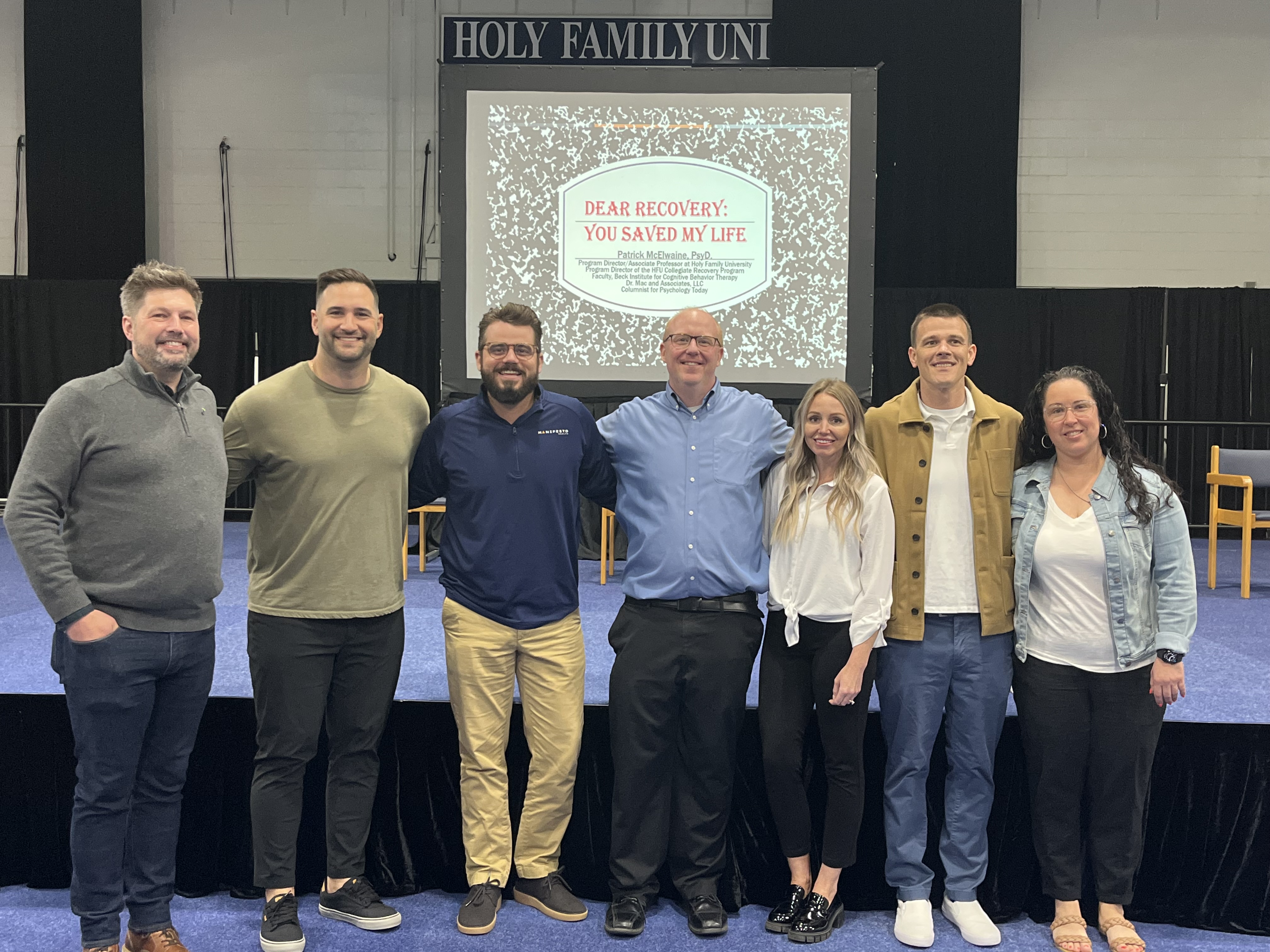 Members of campus community at Holy Family University’s 2nd Annual Collegiate Recovery Program event