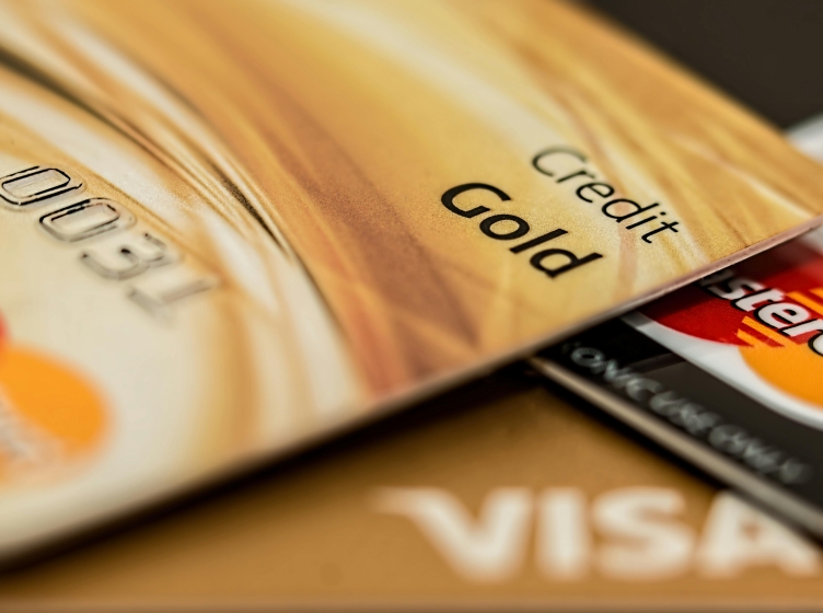 Close up of various credit cards