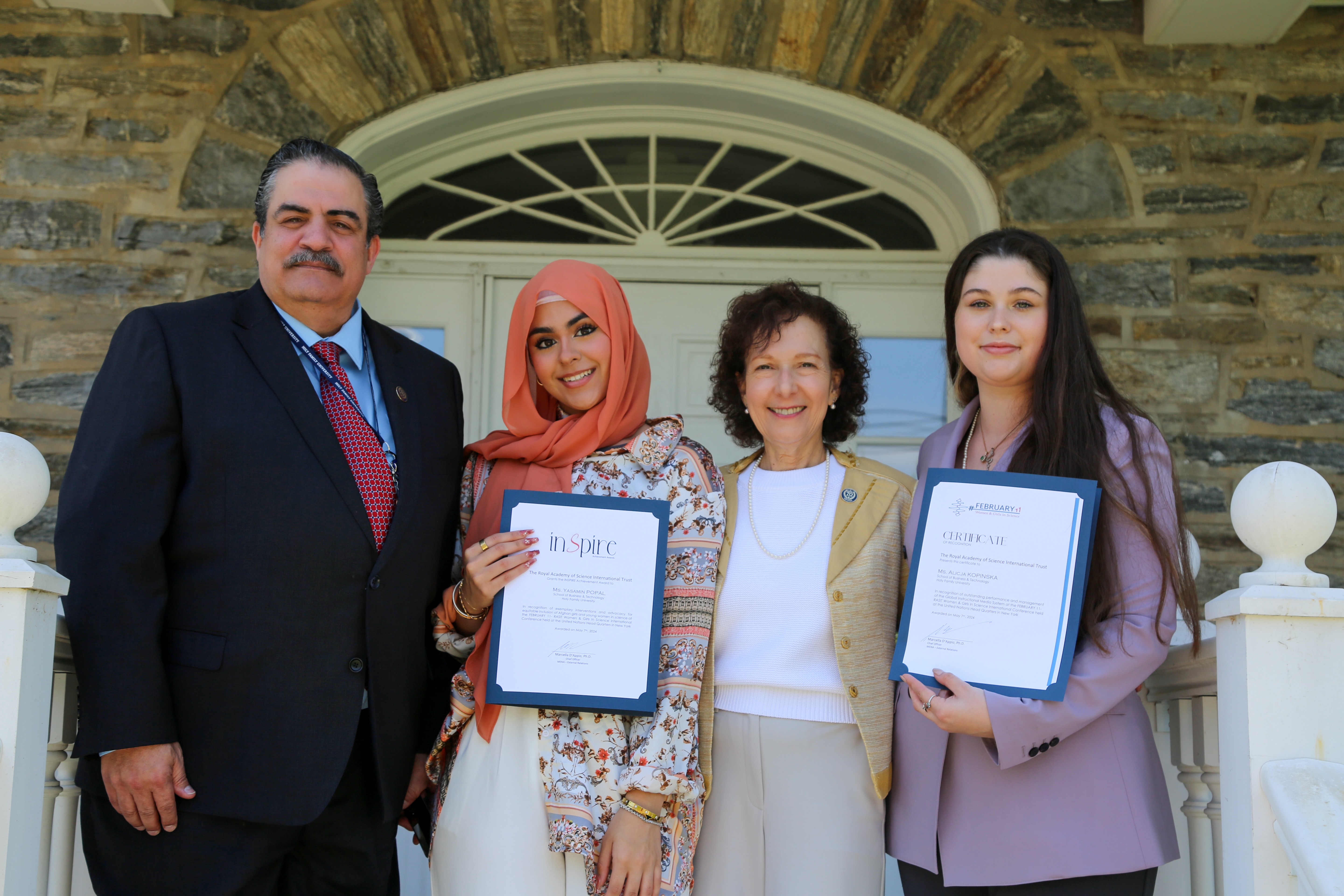 Dr. Prisco and HRH Prince Adnan El-Hashemite with two students of the program