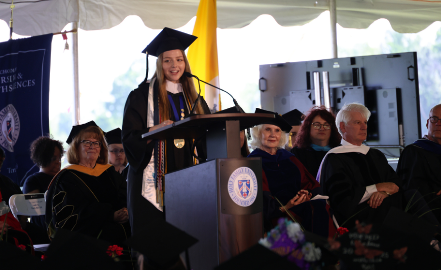 2025 Valedictorian Leah Ford speaks at Commencement