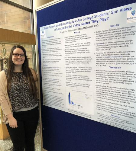 HFU Psychology student at a poster presentation